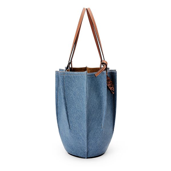 ロエベ シェル トートバッグ デニム&カーフ ラージサイズ A884T51X03